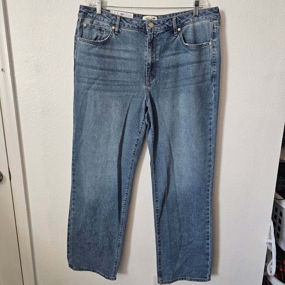 Seven7 Loose Straight Jeans Womens 16 High Rise Medium Wash Denim New